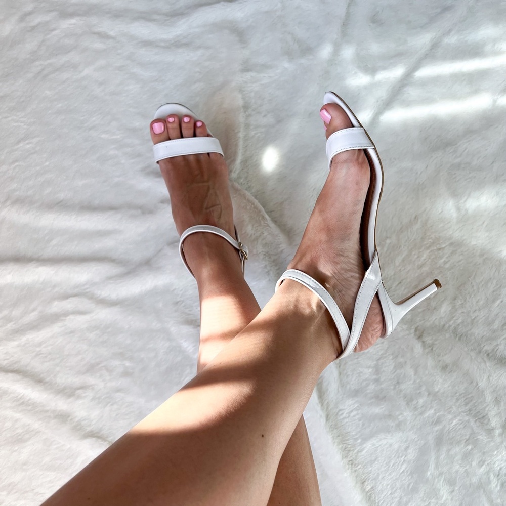$237 Made in Italy Liu Jo White Strappy Sandals Kitten Heel Summer 40IT Leather